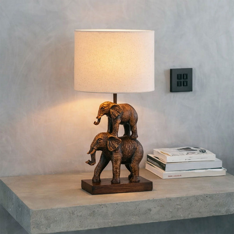Mother & Calf Elephant LED Table Lamp Brushed Bronze - LL-LED-31