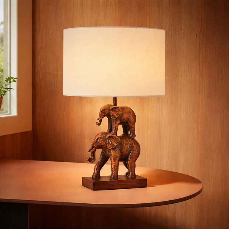 Mother & Calf Elephant LED Table Lamp Brushed Bronze - LL-LED-31