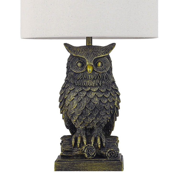 Owl Sculpture LED Table Lamp Brushed Antique Brass - LL-LED-32