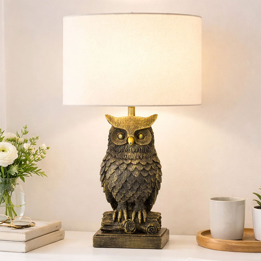 Owl Sculpture LED Table Lamp Brushed Antique Brass - LL-LED-32