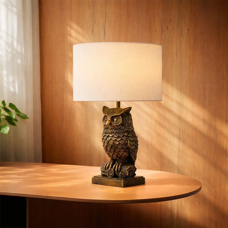 Owl Sculpture LED Table Lamp Brushed Antique Brass - LL-LED-32