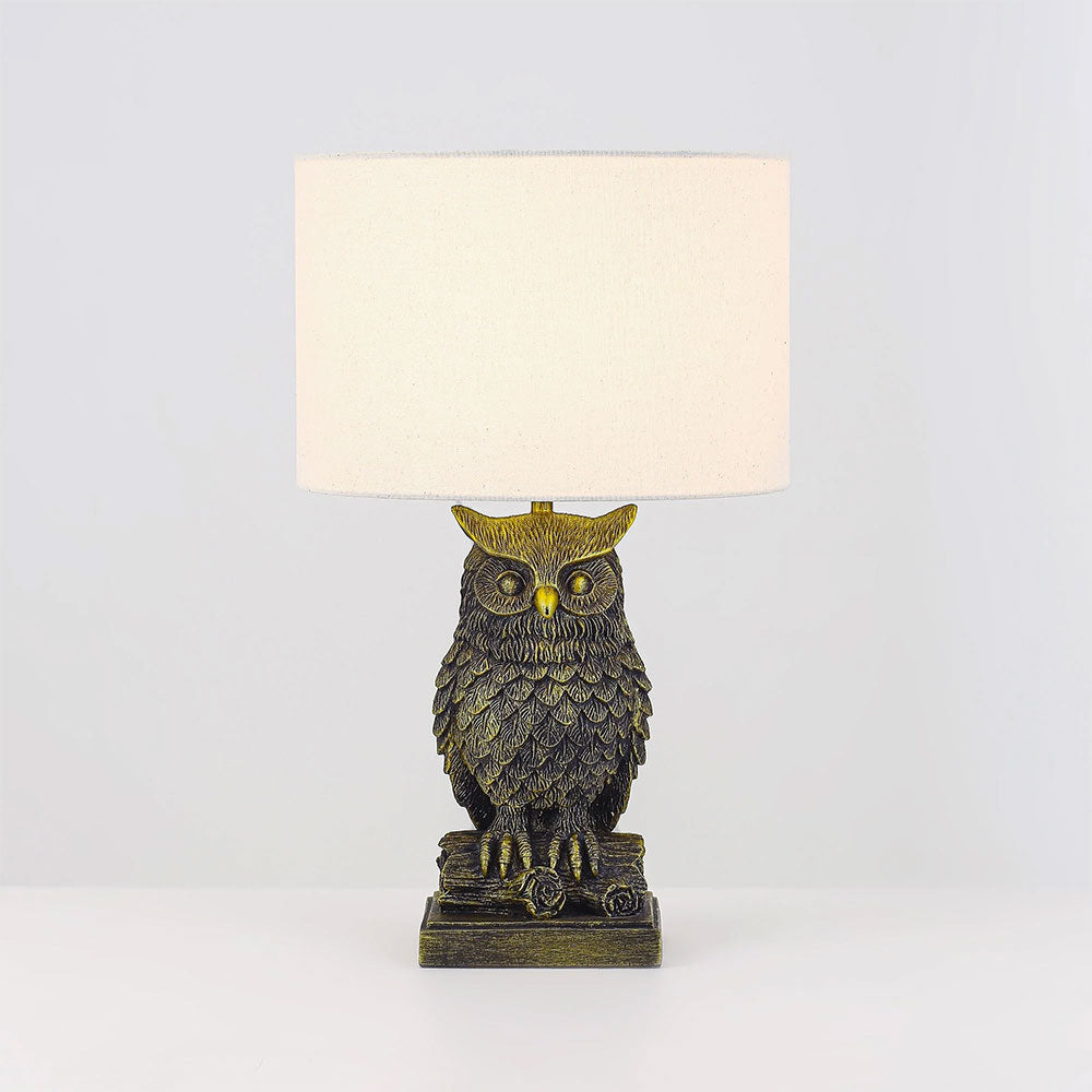 Owl Sculpture LED Table Lamp Brushed Antique Brass - LL-LED-32