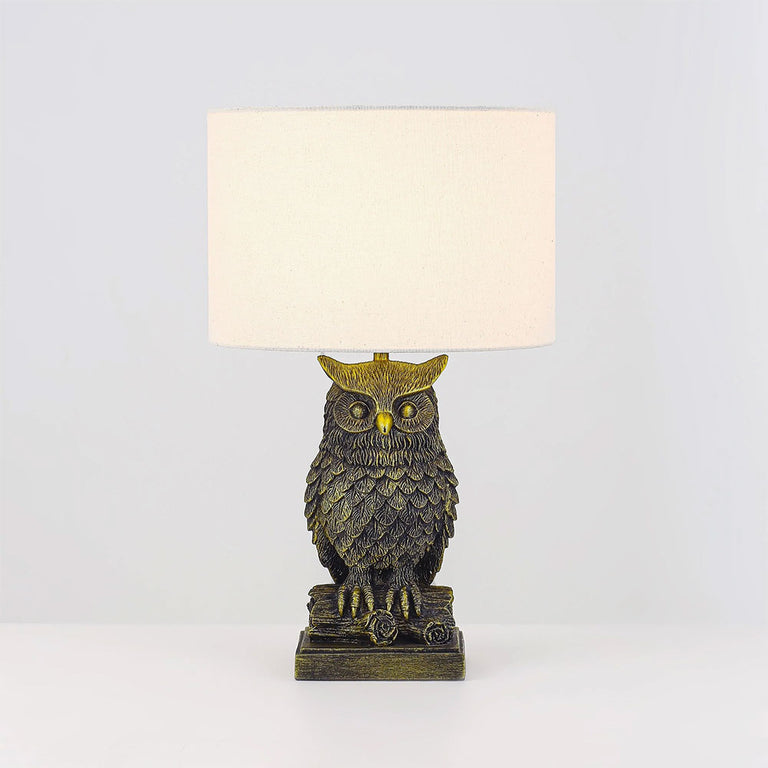 Owl Sculpture LED Table Lamp Brushed Antique Brass - LL-LED-32