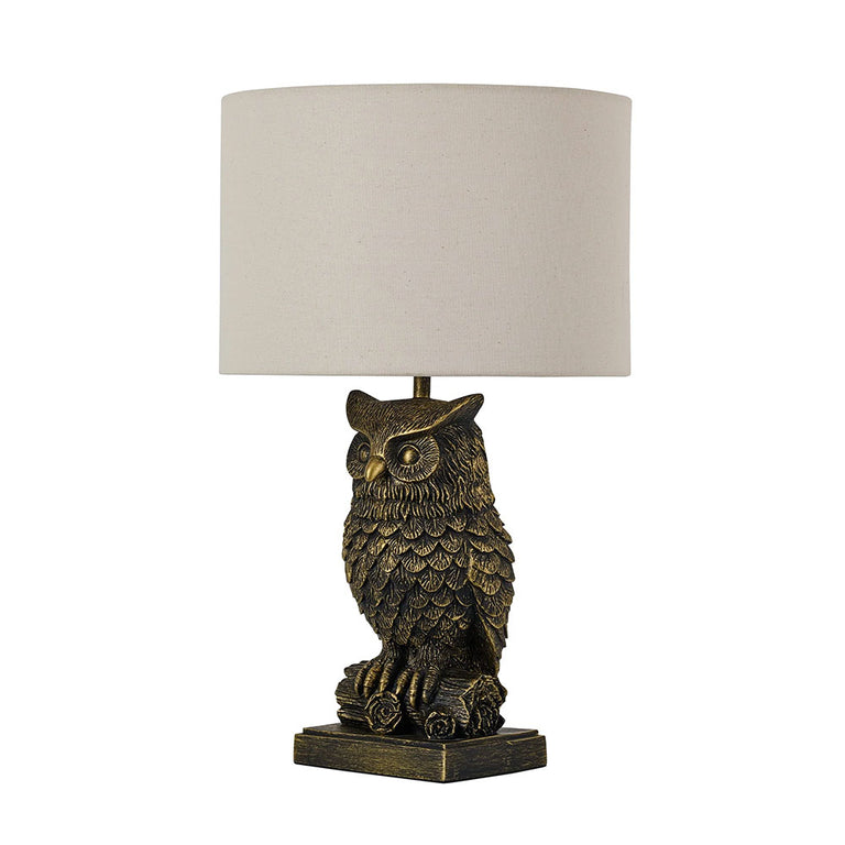 Owl Sculpture LED Table Lamp Brushed Antique Brass - LL-LED-32