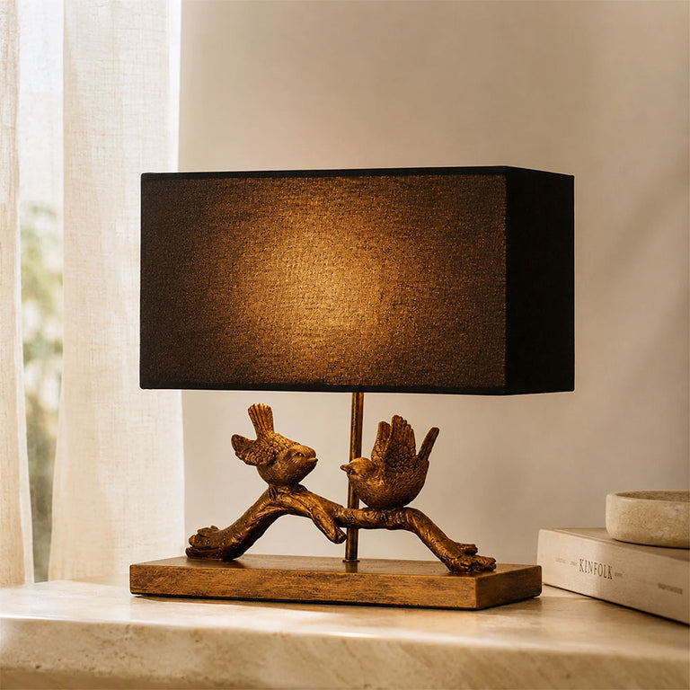 Birds on Branch LED Table Lamp Brushed Gold & Black - LL-LED-37
