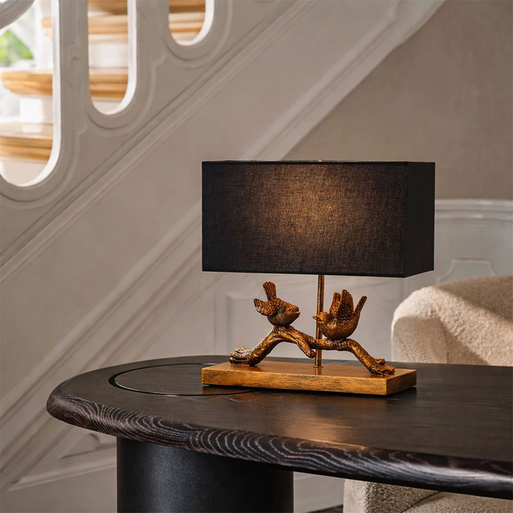 Birds on Branch LED Table Lamp Brushed Gold & Black - LL-LED-37