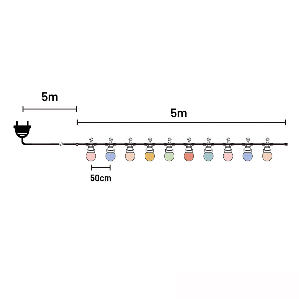 LED Festoon 10 Lights Black Opal RGB - LL001FS05