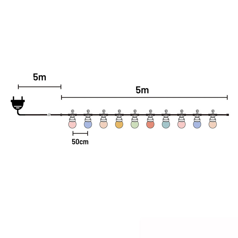 LED Festoon 10 Lights Black Opal RGB - LL001FS05