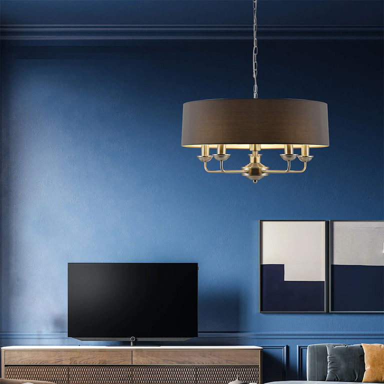 Beata 5 Light Large Chandelier Satin Nickel / Grey - LL002CH095L