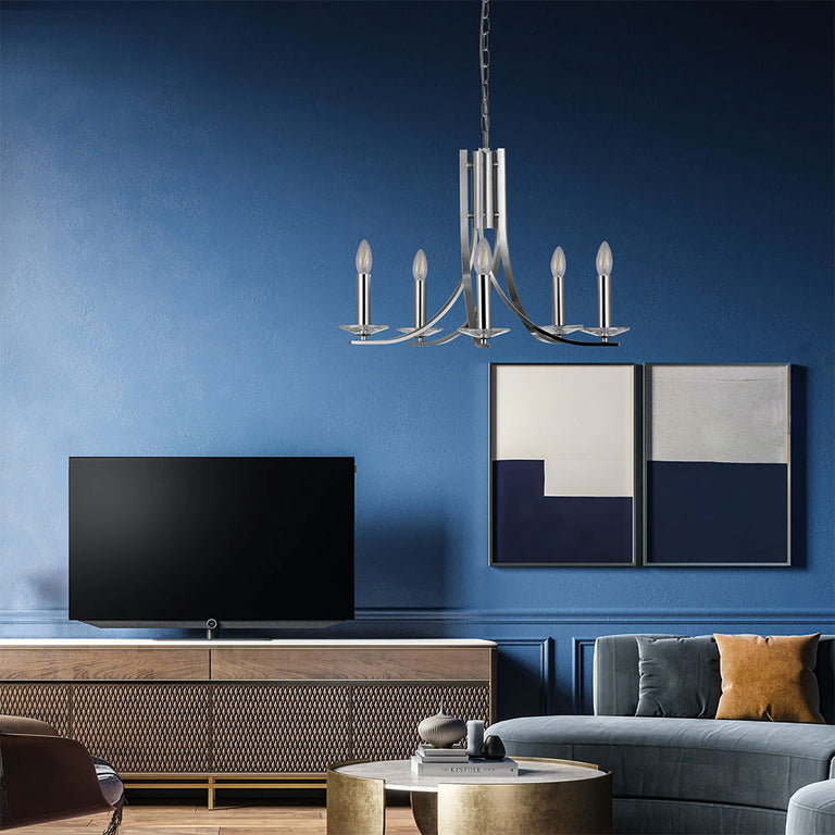 Corrine 5 Light Chandelier Satin Chrome - LL002CH096SC