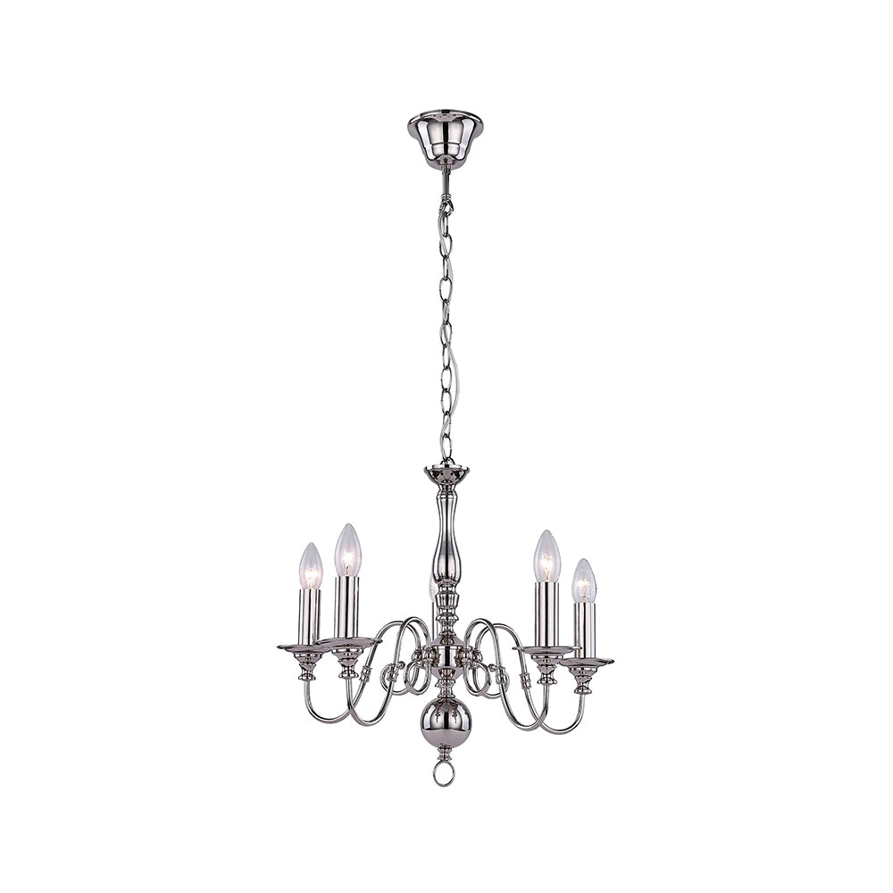 Ganeed Rustic 5 Light Pendant Small Polished Nickel - LL002CH115S