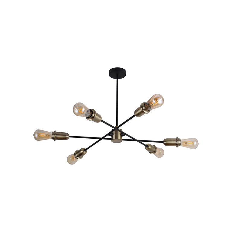 Leonor 6 Light Pendant Matt Black / Antique Brass - LL002PL069