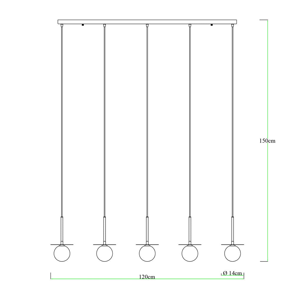 Ophelia 5lt Pendant Brass - LL002PL170