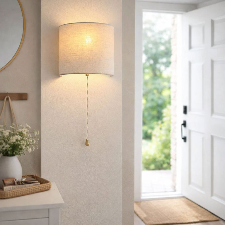 Reese Pull Cord Wall Light White / Natural - LL002WL025