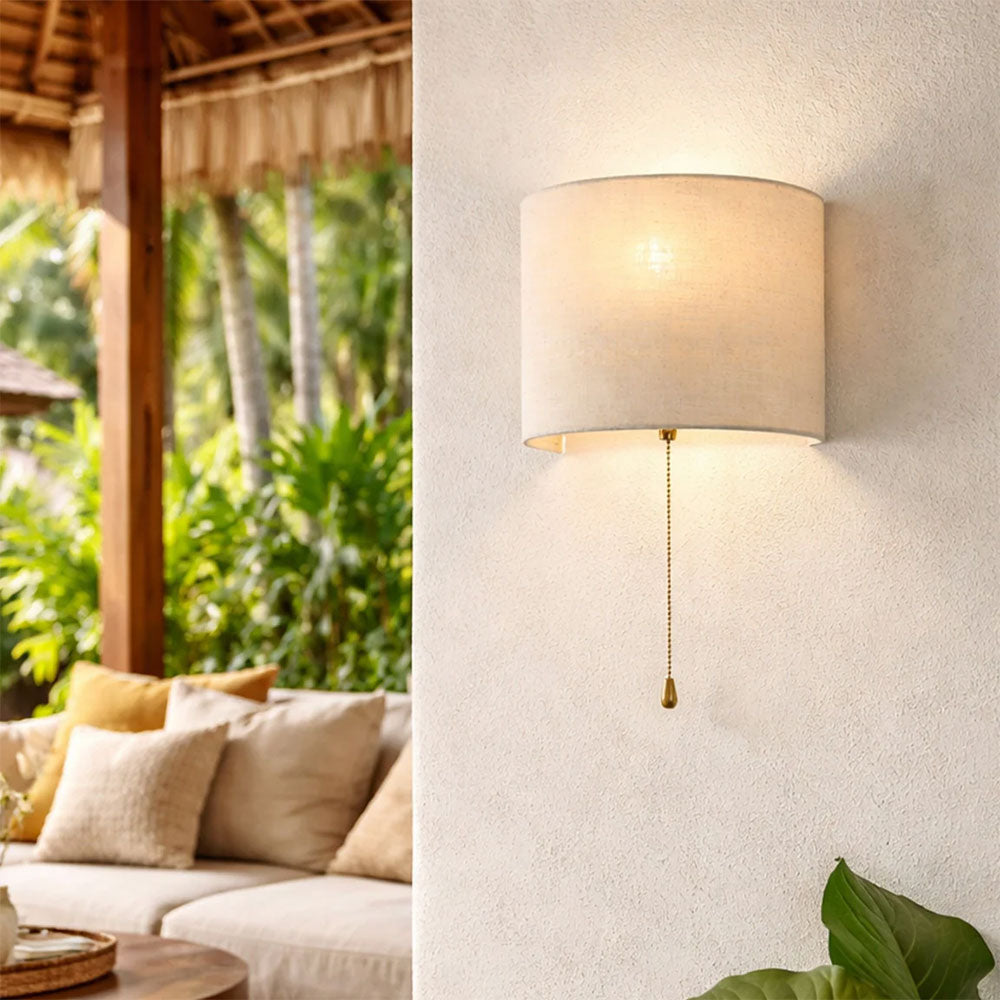 Reese Pull Cord Wall Light White / Natural - LL002WL025