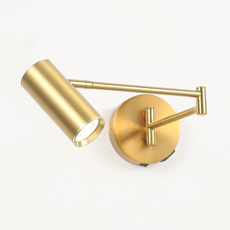 Beatrice Swing Arm Wall Lamp With Charging Ports Brass - LL002WL027BR