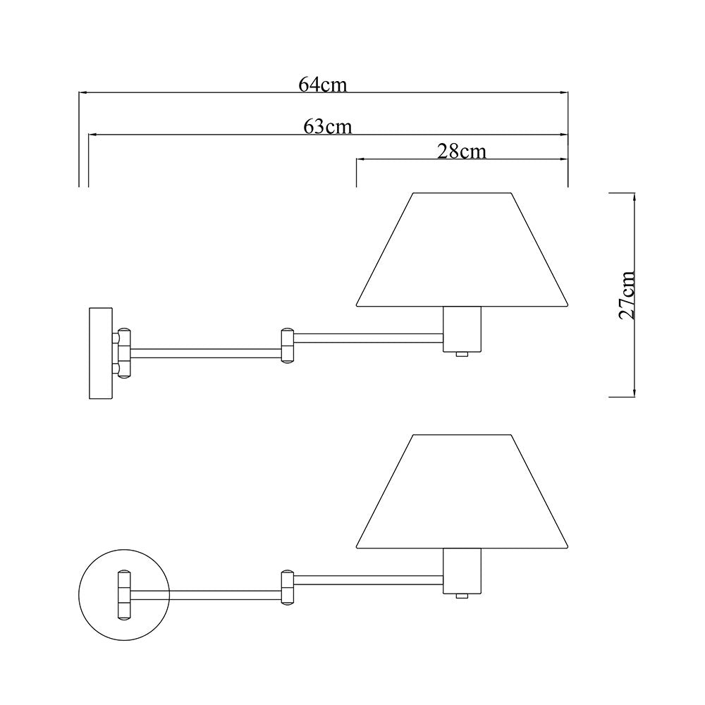Elspet Swing Arm Wall Lamp With Charging Ports Chrome - LL002WL028CH