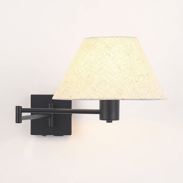 Elspet Swing Arm Wall Lamp With Charging Ports Matt Black - LL002WL028B