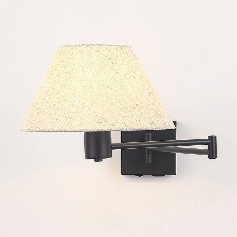 Elspet Swing Arm Wall Lamp With Charging Ports Matt Black - LL002WL028B