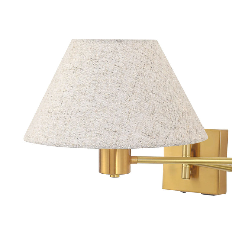 Elspet Swing Arm Wall Lamp With Charging Ports Brass - LL002WL028BR