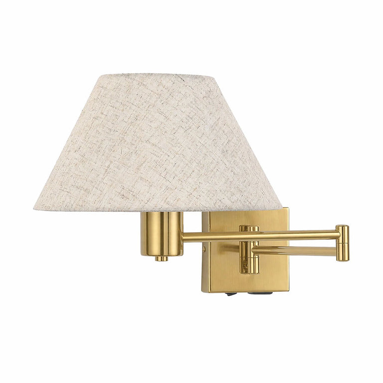 Elspet Swing Arm Wall Lamp With Charging Ports Brass - LL002WL028BR
