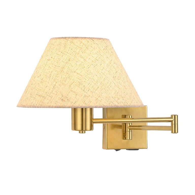 Elspet Swing Arm Wall Lamp With Charging Ports Brass - LL002WL028BR