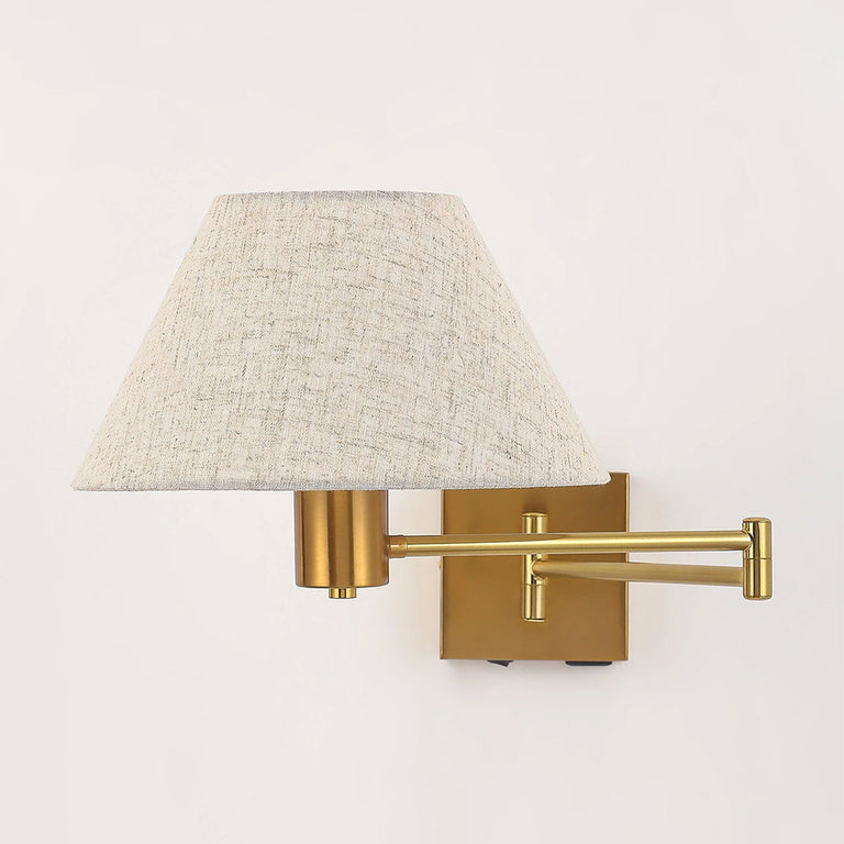 Elspet Swing Arm Wall Lamp With Charging Ports Brass - LL002WL028BR