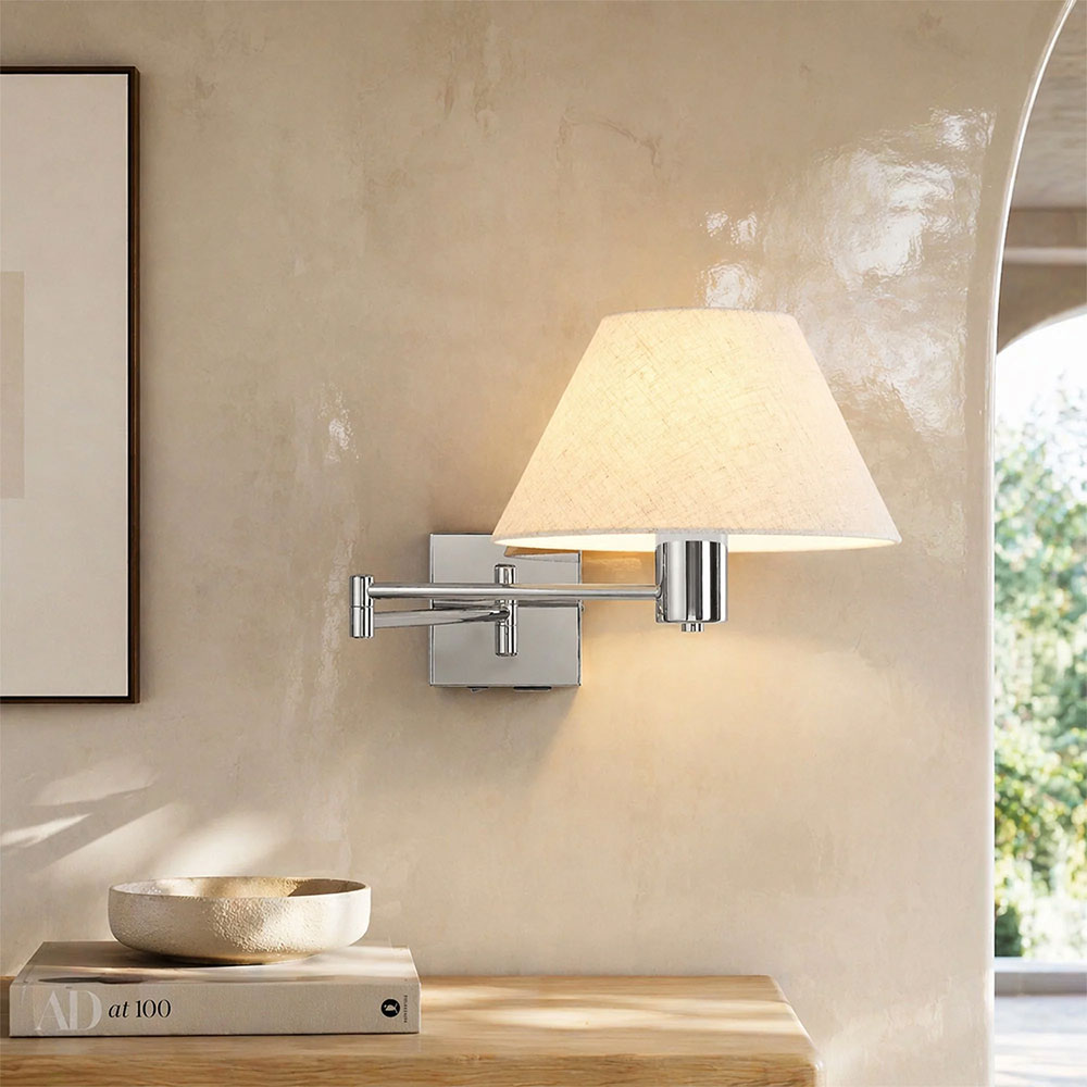 Elspet Swing Arm Wall Lamp With Charging Ports Chrome - LL002WL028CH
