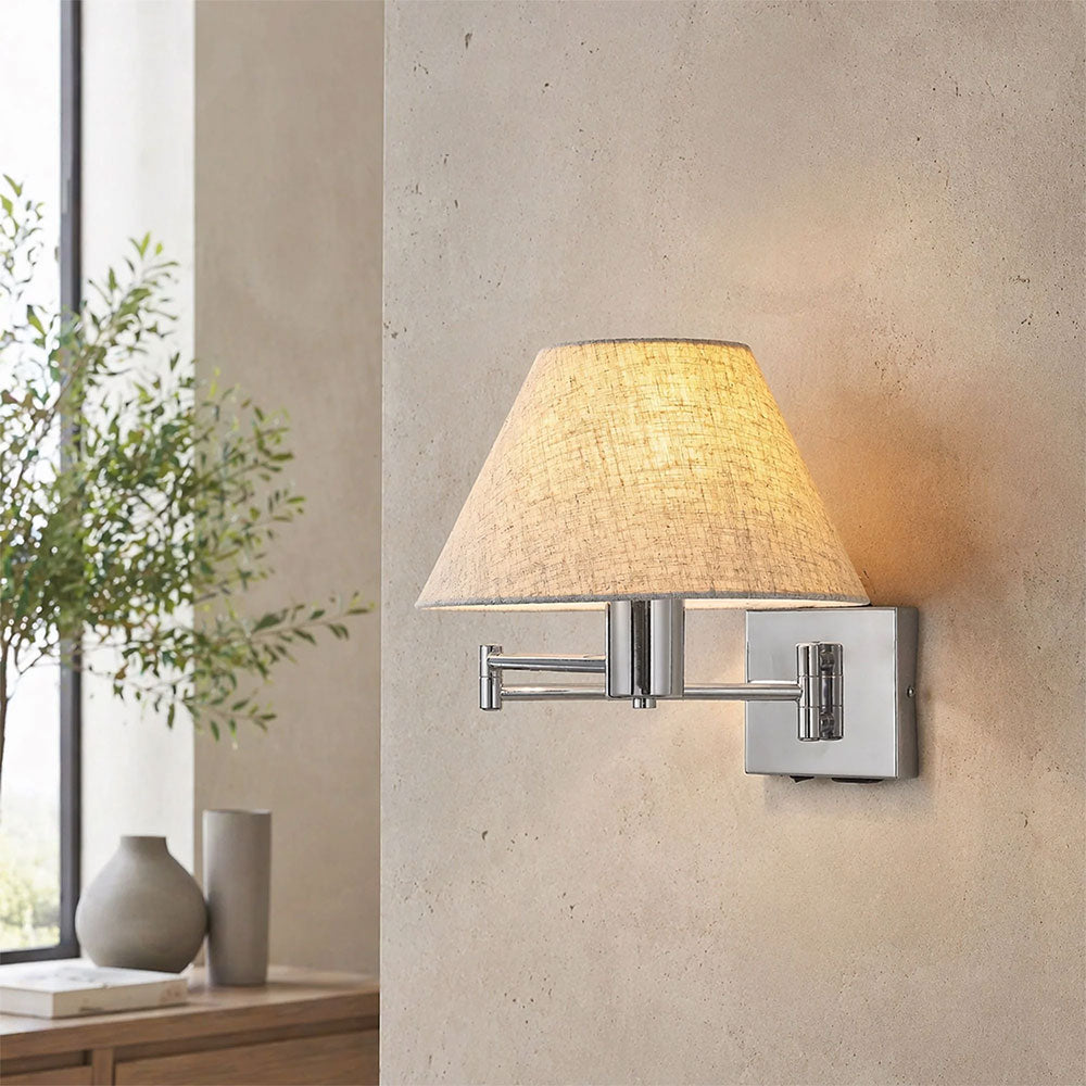 Elspet Swing Arm Wall Lamp With Charging Ports Chrome - LL002WL028CH