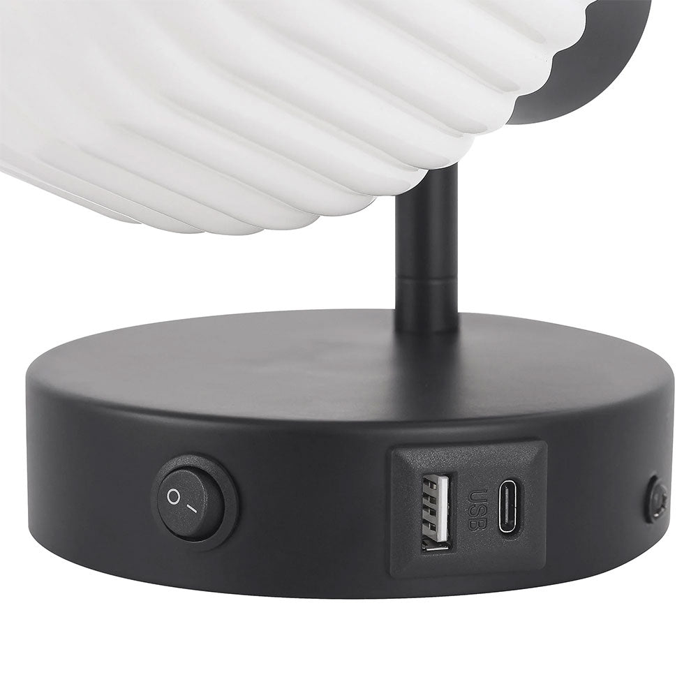 Freja Reading Wall Lamp With Charging Ports Matt Black - LL002WL030