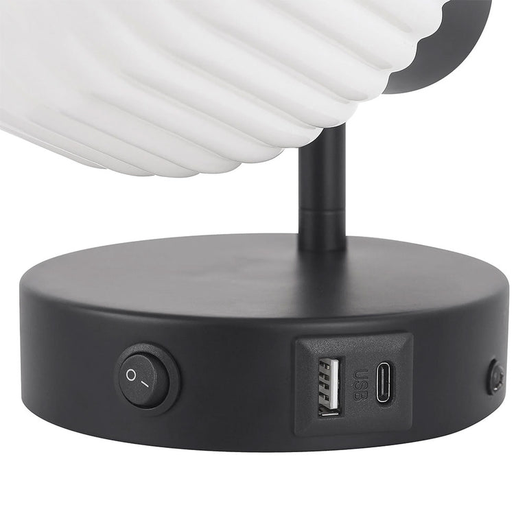 Freja Reading Wall Lamp With Charging Ports Matt Black - LL002WL030