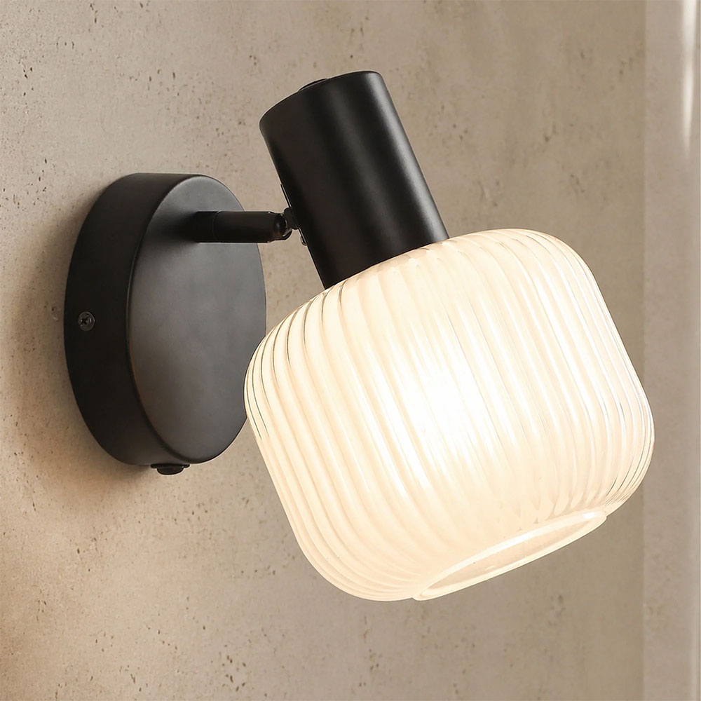 Freja Reading Wall Lamp With Charging Ports Matt Black - LL002WL030