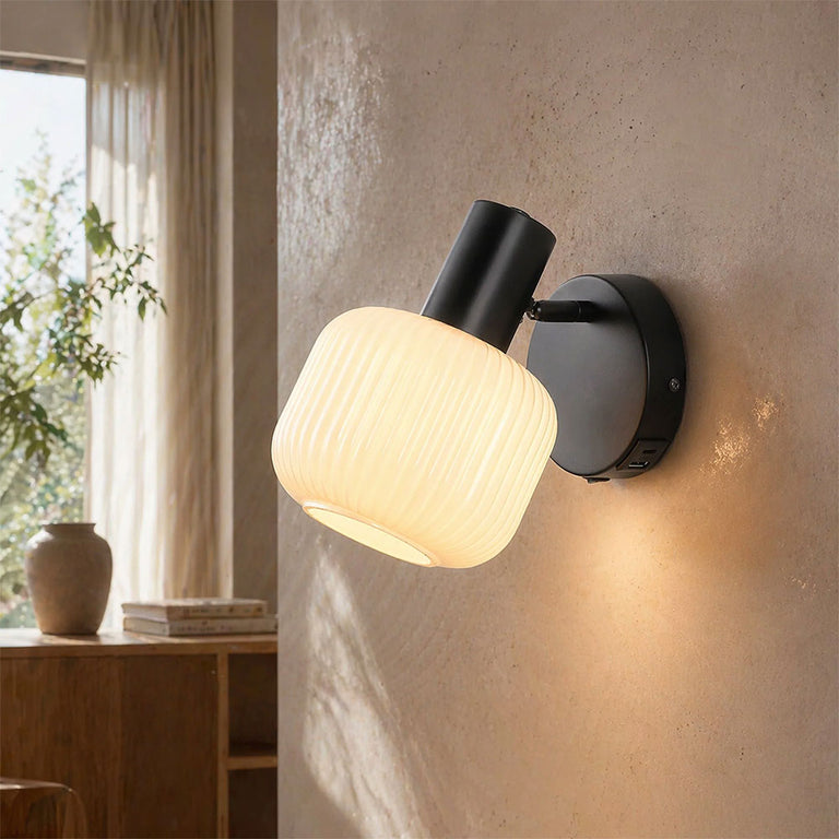 Freja Reading Wall Lamp With Charging Ports Matt Black - LL002WL030