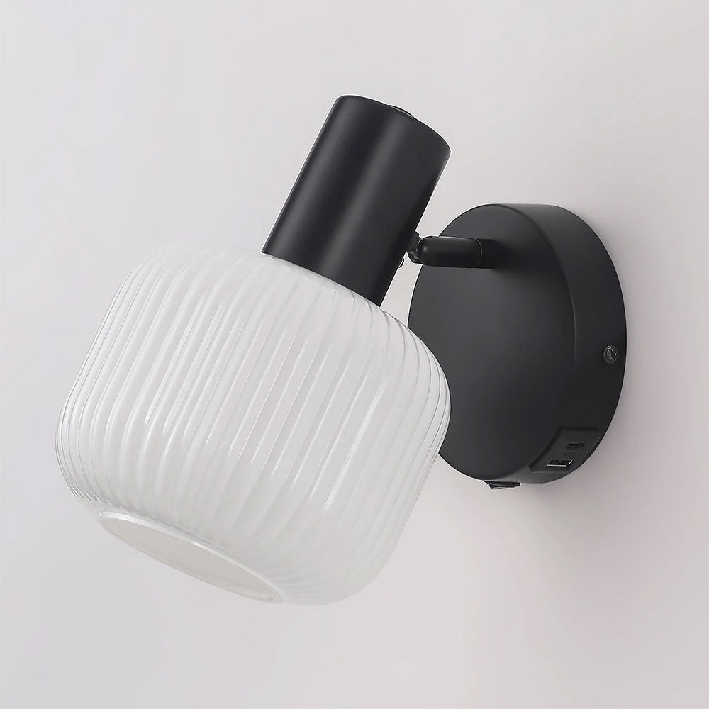 Freja Reading Wall Lamp With Charging Ports Matt Black - LL002WL030