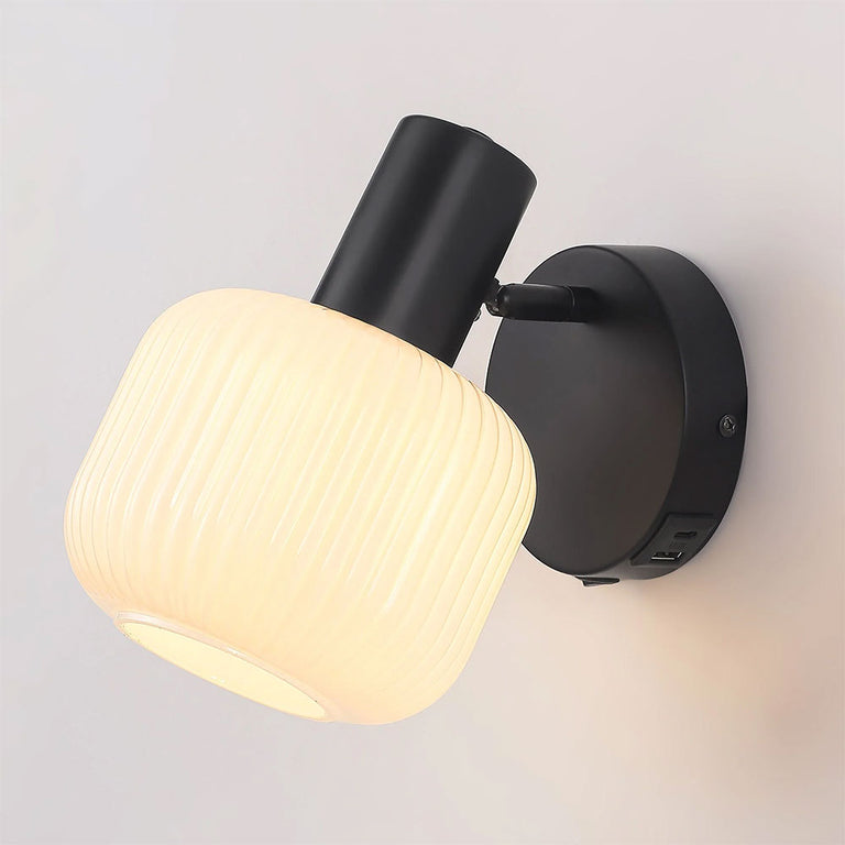 Freja Reading Wall Lamp With Charging Ports Matt Black - LL002WL030