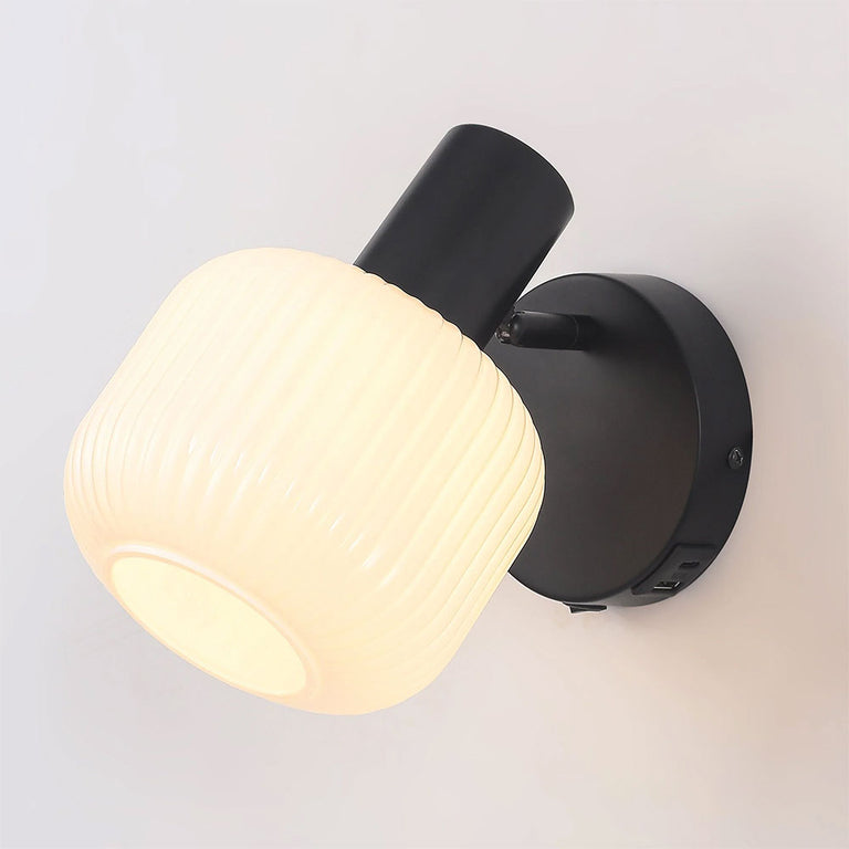 Freja Reading Wall Lamp With Charging Ports Matt Black - LL002WL030