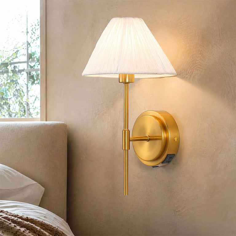 Sigrid Reading Wall Lamp With Charging Ports Brass - LL002WL032