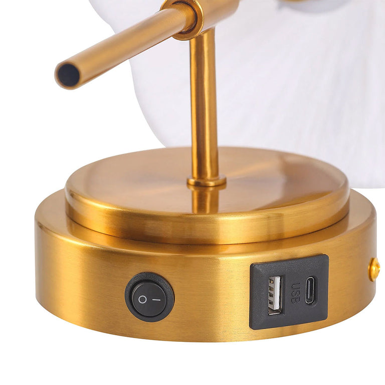 Sigrid Reading Wall Lamp With Charging Ports Brass - LL002WL032