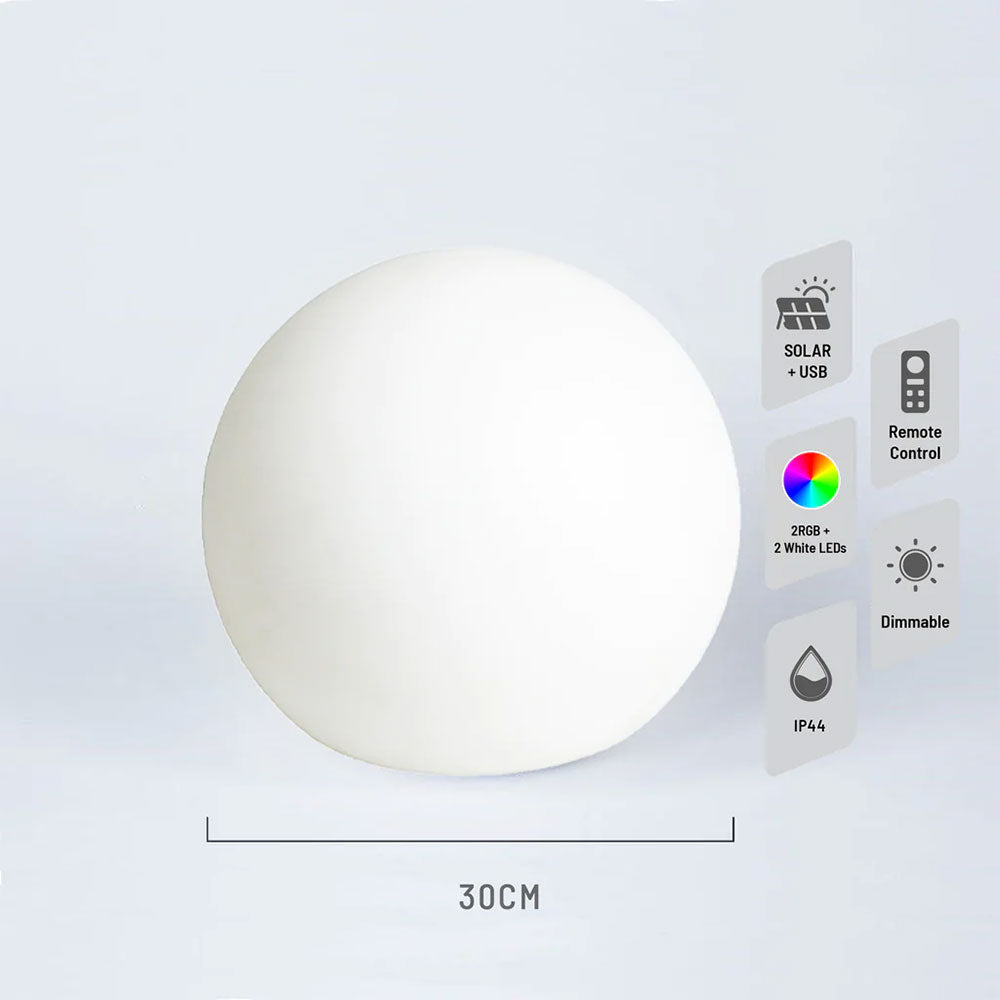 LED Battery Mood Light Ball 300mm Solar / DC Power - LL0502
