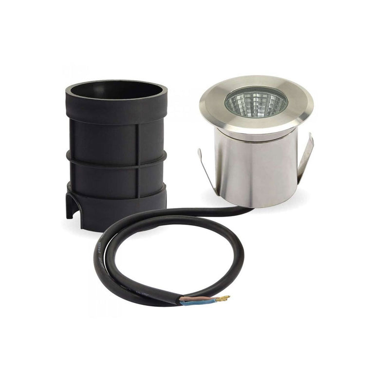 Outdoor Recessed 3W 12V AC / DC LED In-Ground Upligher 304 Stainless Steel / Warm White - LLED730-SS