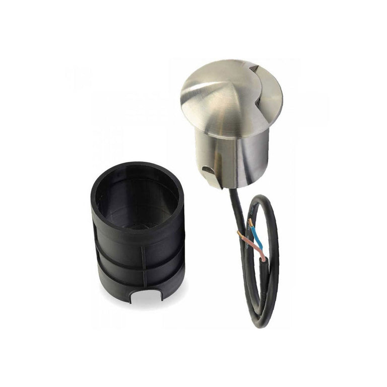 Outdoor Recessed 3W 240V LED Single In-ground Driveway / Step Light 304 Stainless Steel / Warm White - LLED731-SS