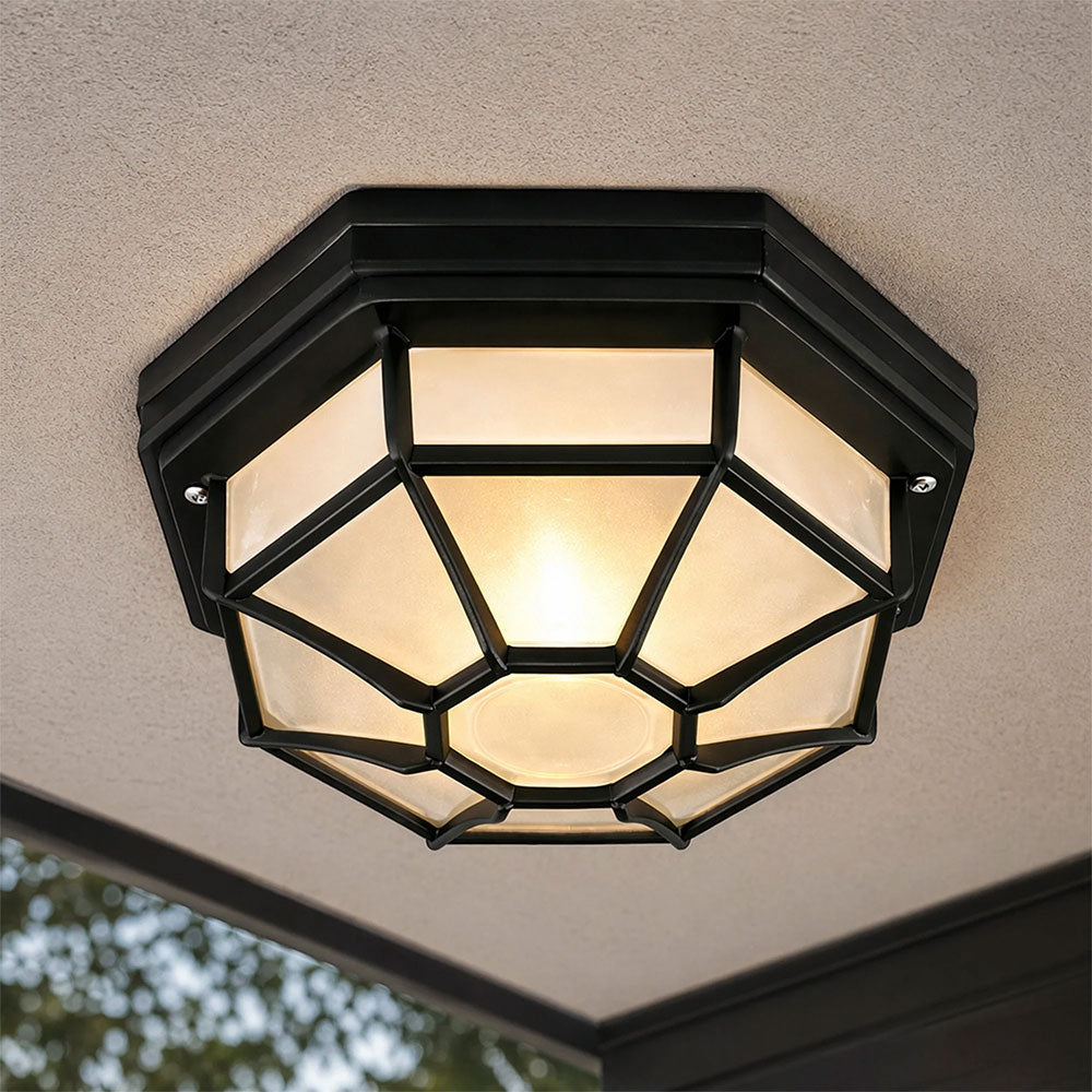 Alaya Outdoor Mounted Ceiling Light Matt Black - LLOL047B