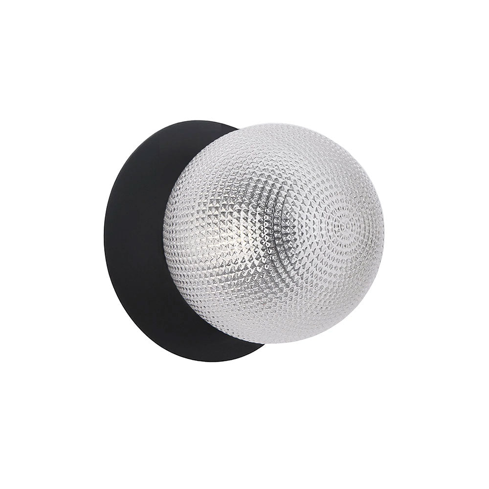 Odessa Diamond Cut Glass LED Wall Light With Black Base Small / Cool White - LM002WL044