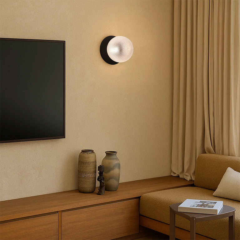 Odessa Diamond Cut Glass LED Wall Light With Black Base Small / Cool White - LM002WL044