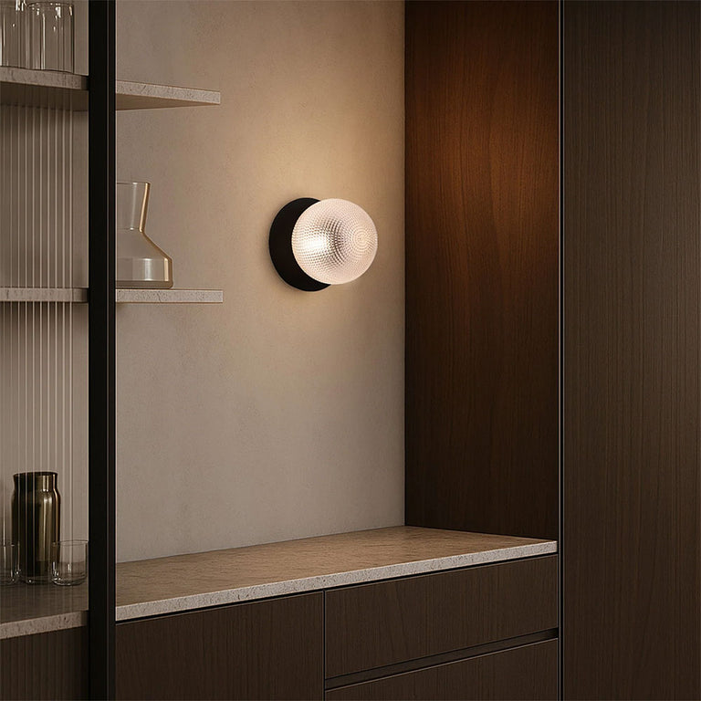 Odessa Diamond Cut Glass LED Wall Light With Black Base Small / Warm White - LM002WL004