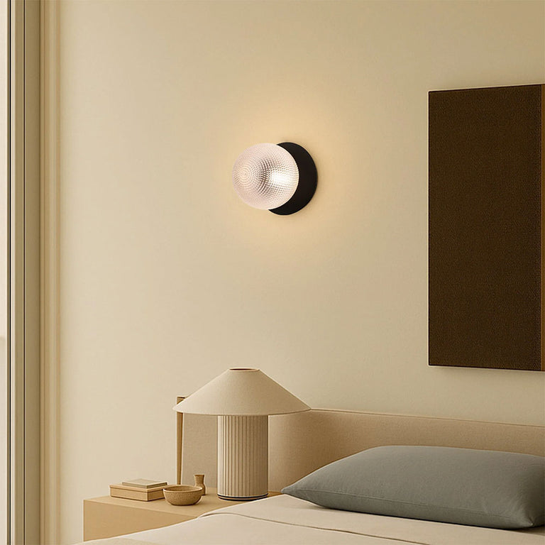 Odessa Diamond Cut Glass LED Wall Light With Black Base Small / Cool White - LM002WL044