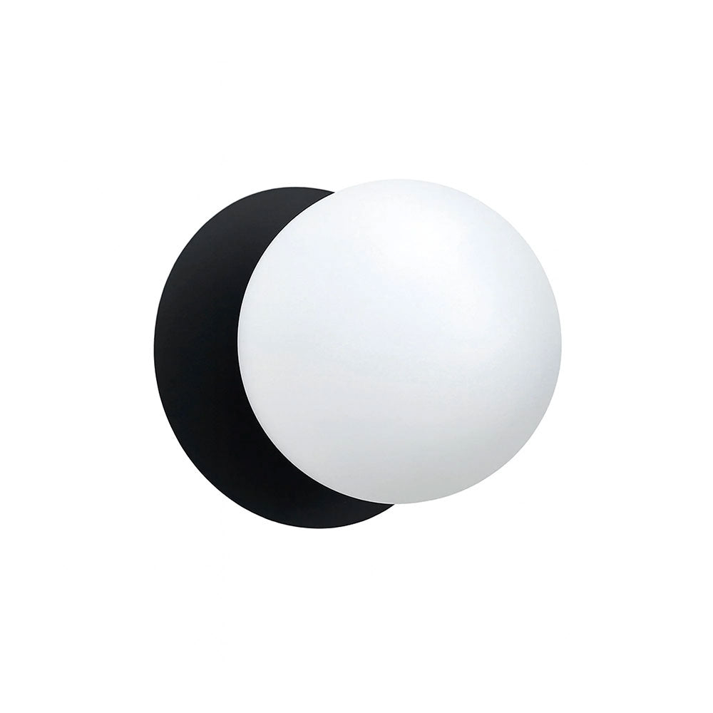 Odessa Opal Frosted Glass LED Wall Light With Black Base Small / Warm White - LM002WL001