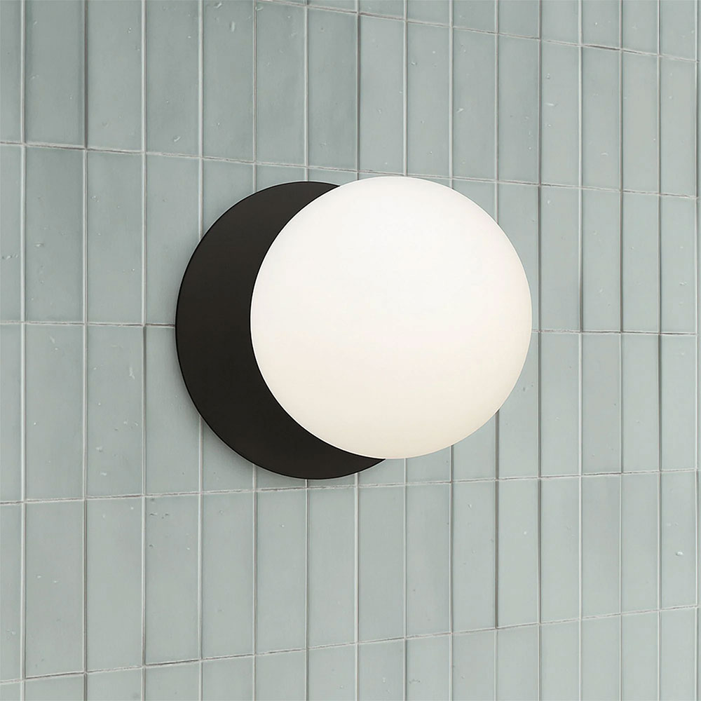 Odessa Opal Frosted Glass LED Wall Light With Black Base Small / Warm White - LM002WL001