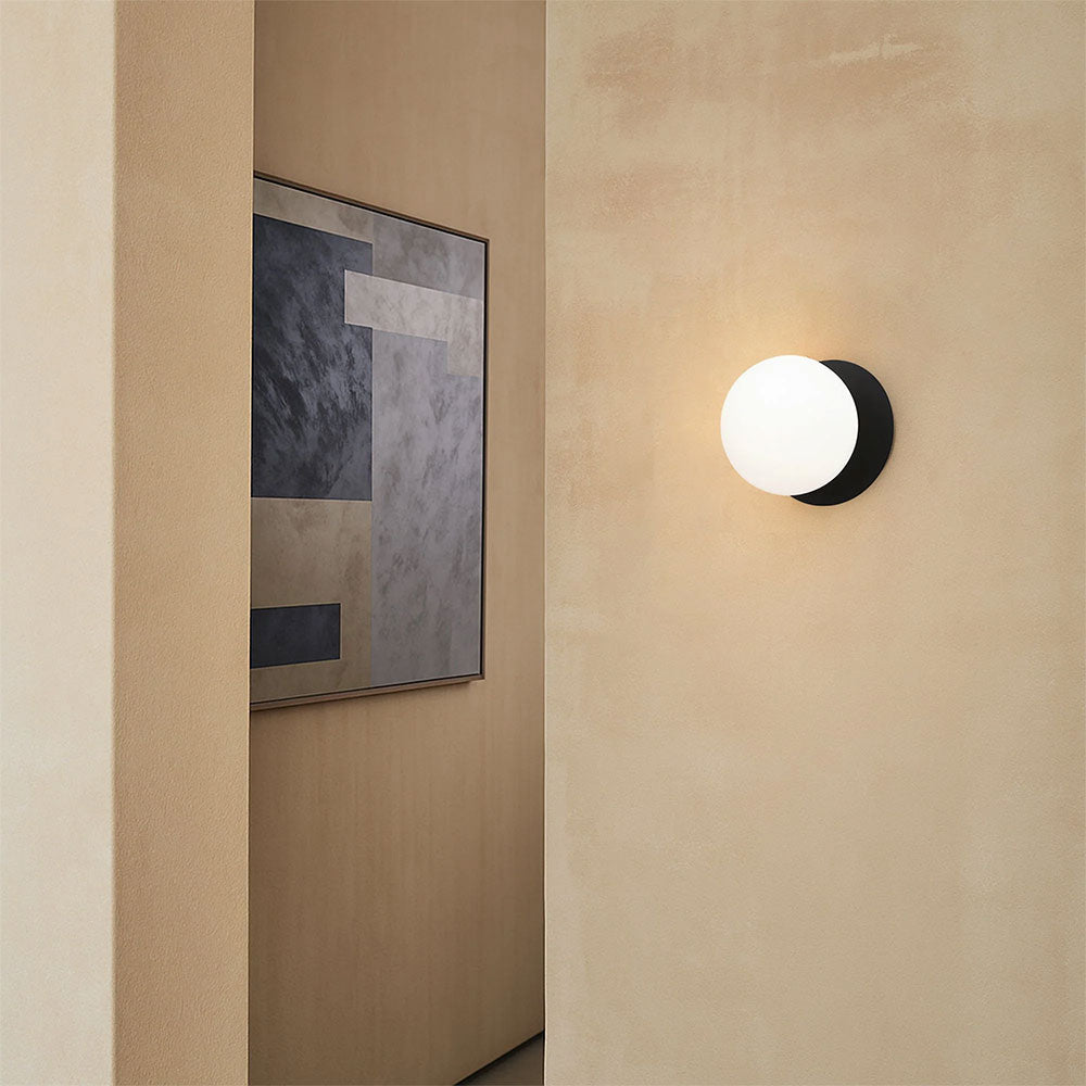 Odessa Opal Frosted Glass LED Wall Light With Black Base Small / Warm White - LM002WL001