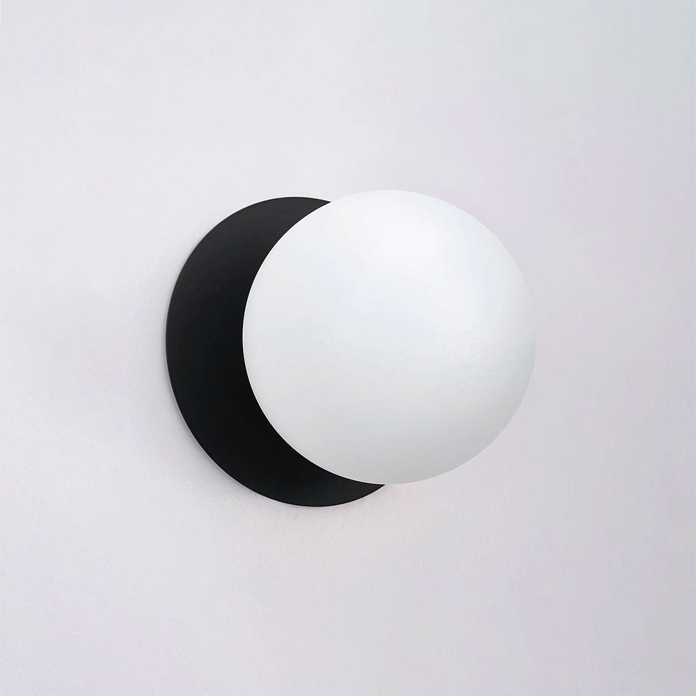 Odessa Opal Frosted Glass LED Wall Light With Black Base Small / Warm White - LM002WL001